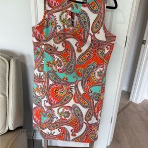 Preppy Paisley Patterned Ann Klein- Colorful summer shift dress size 14